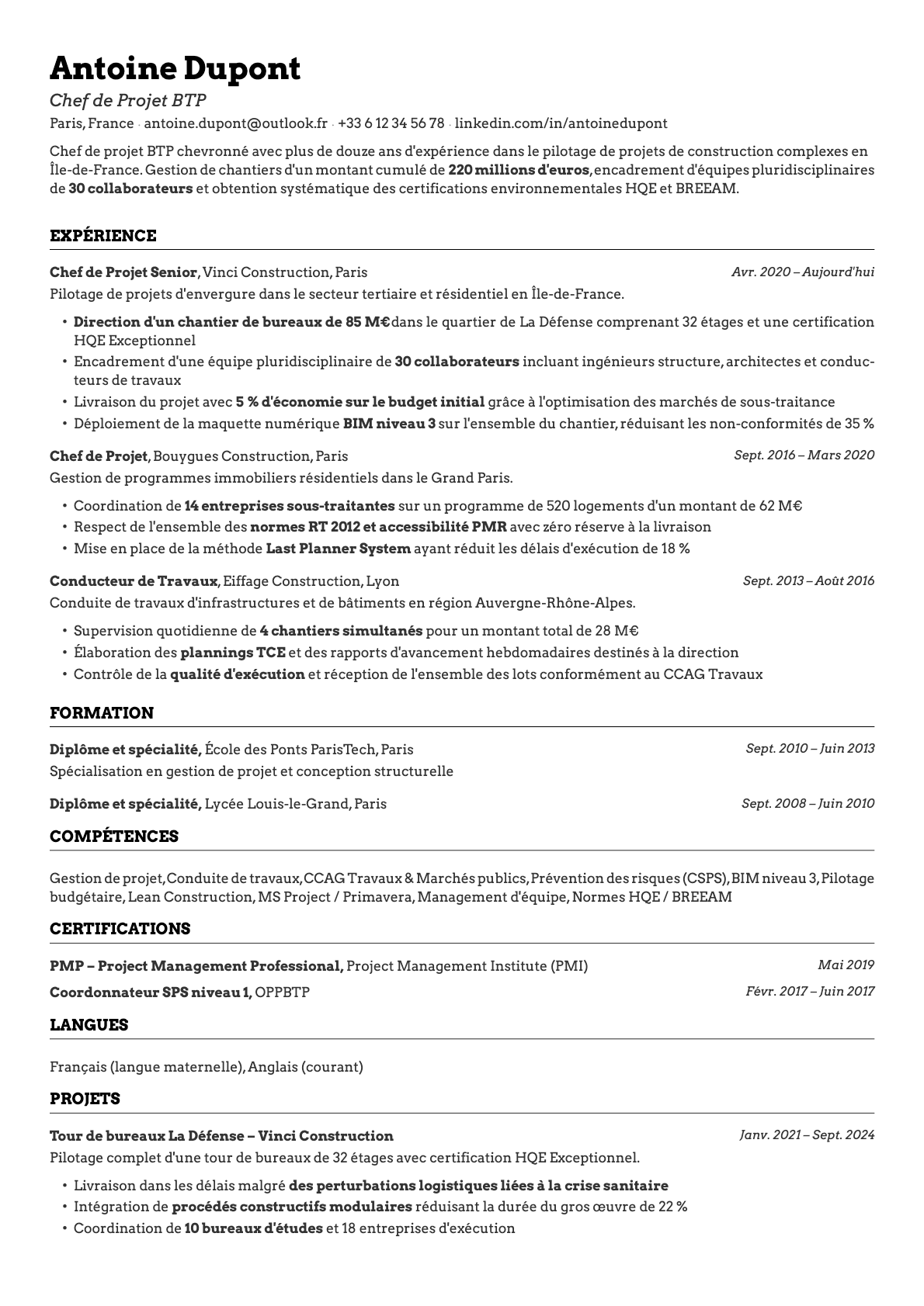 Emerald resume template preview