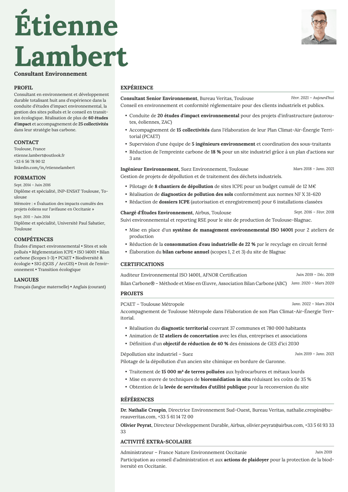 Sage Photo resume template preview