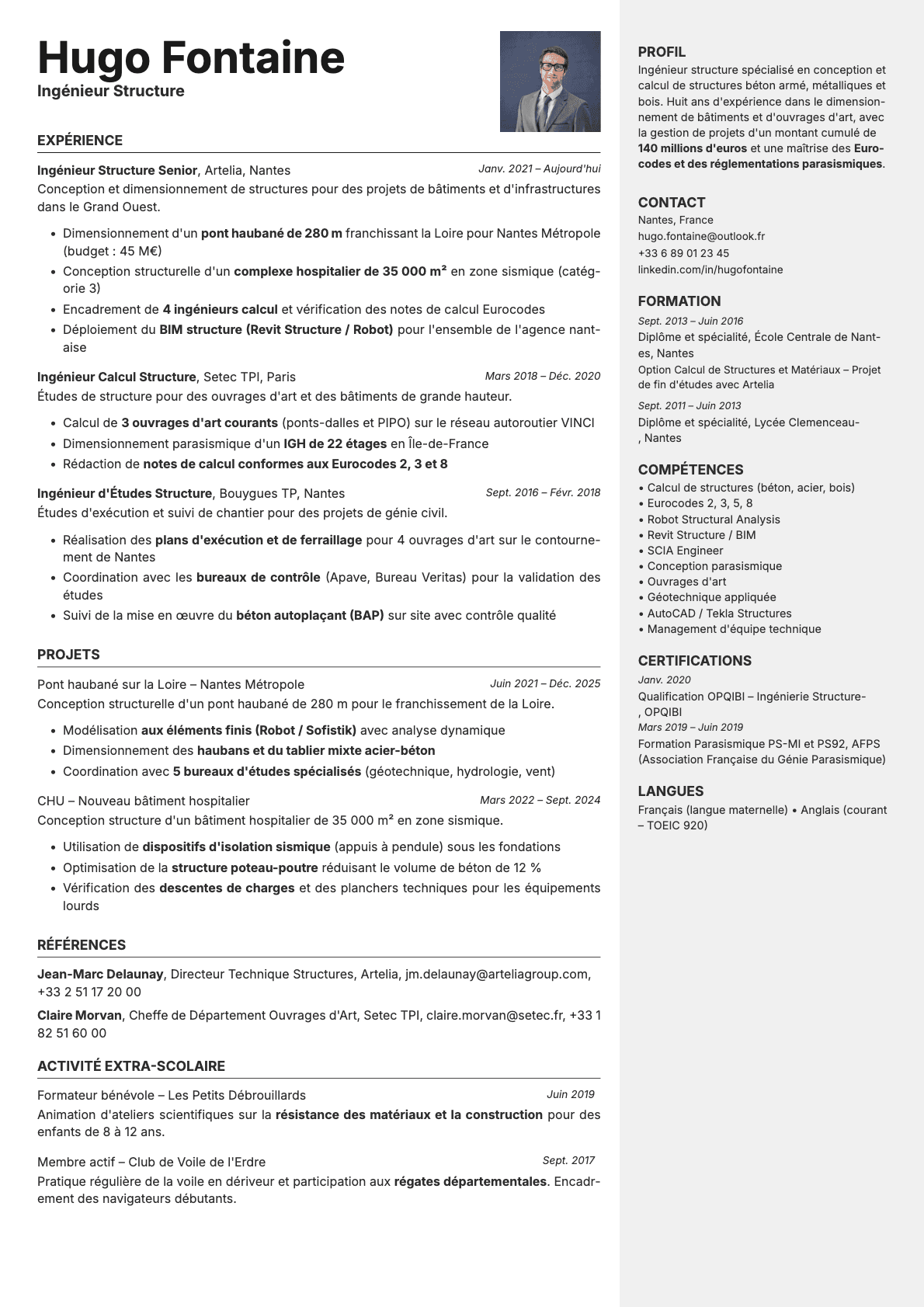 Vanta Photo resume template preview