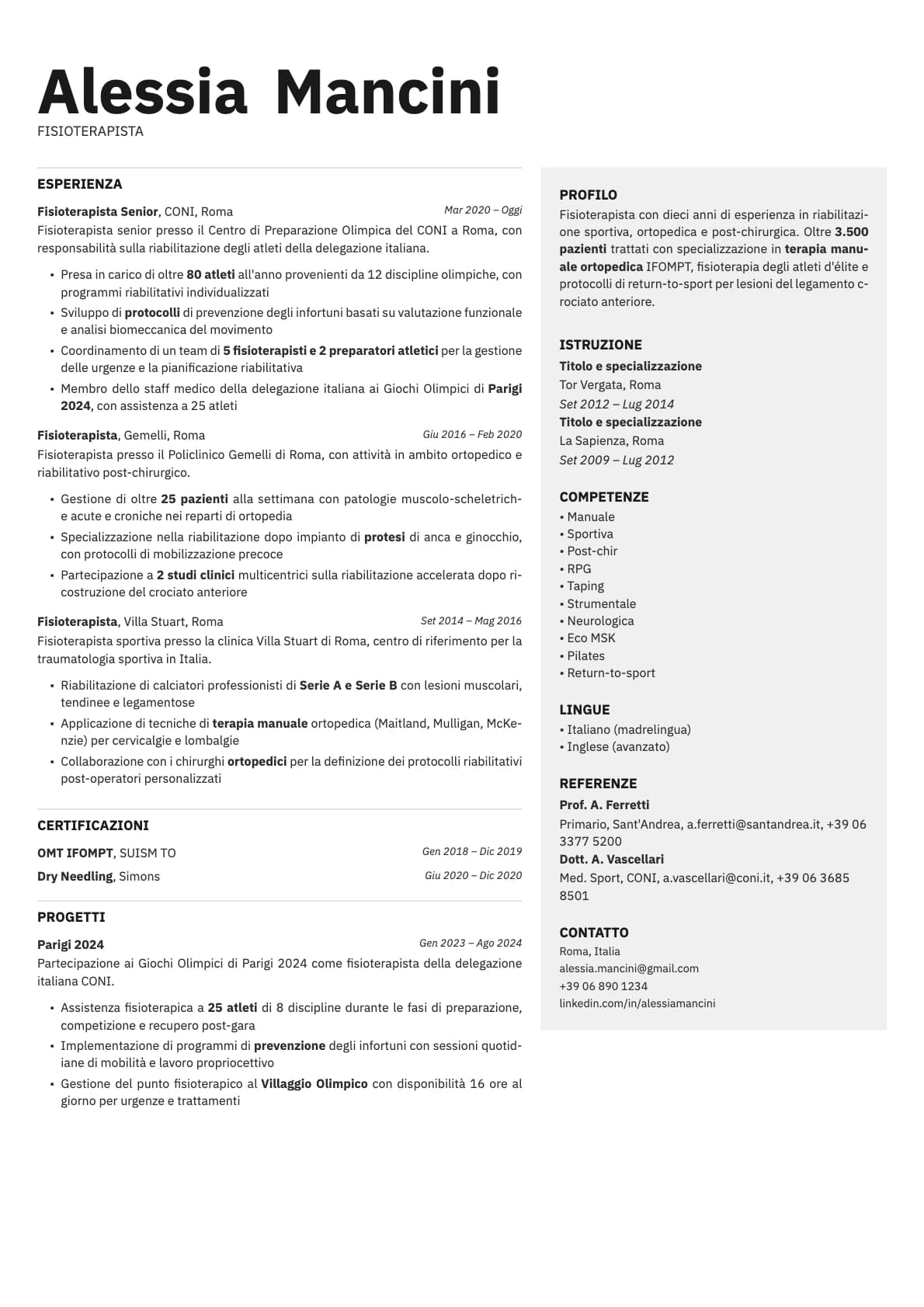 Bronze resume template preview
