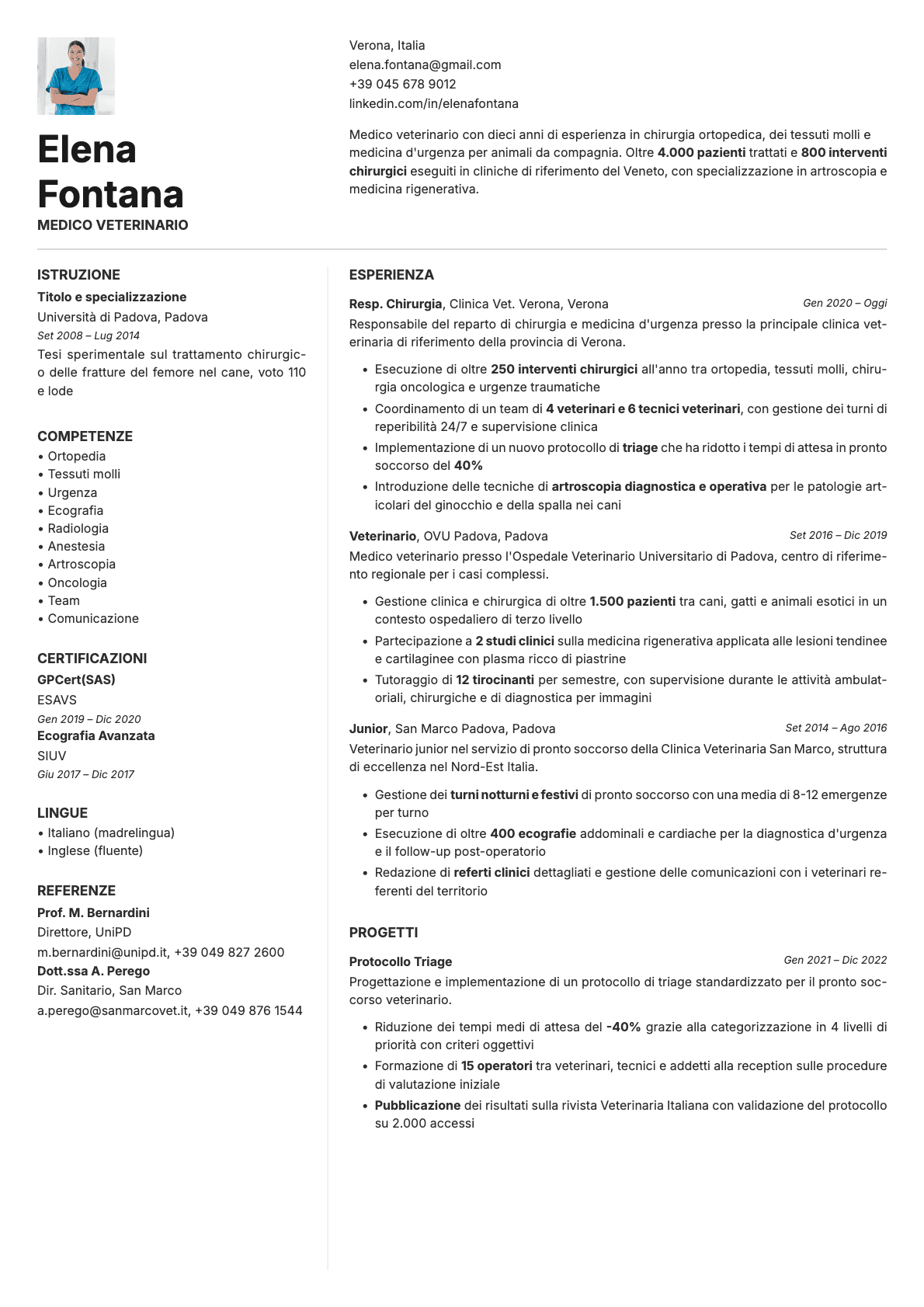 Obsidian Photo resume template preview