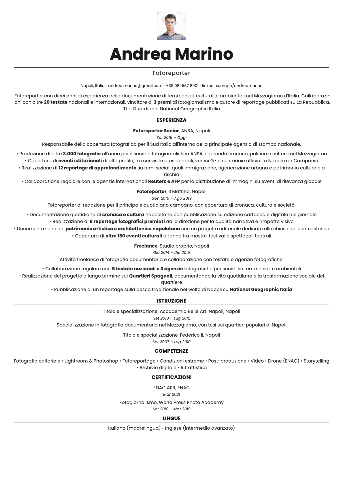 Quartz Photo resume template preview