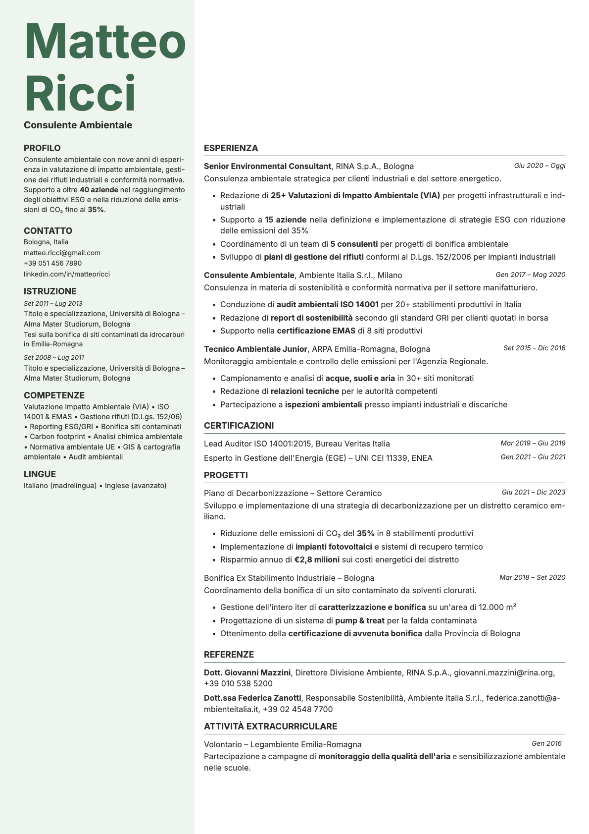 Sage resume template preview