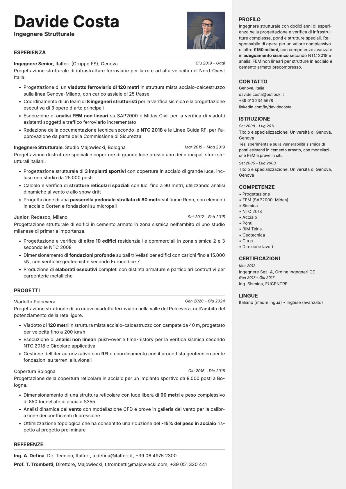 Vanta Photo resume template preview