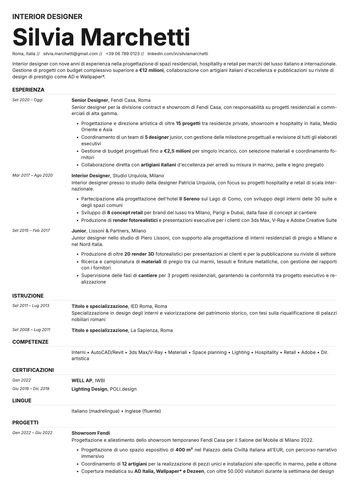 Zinc resume template preview