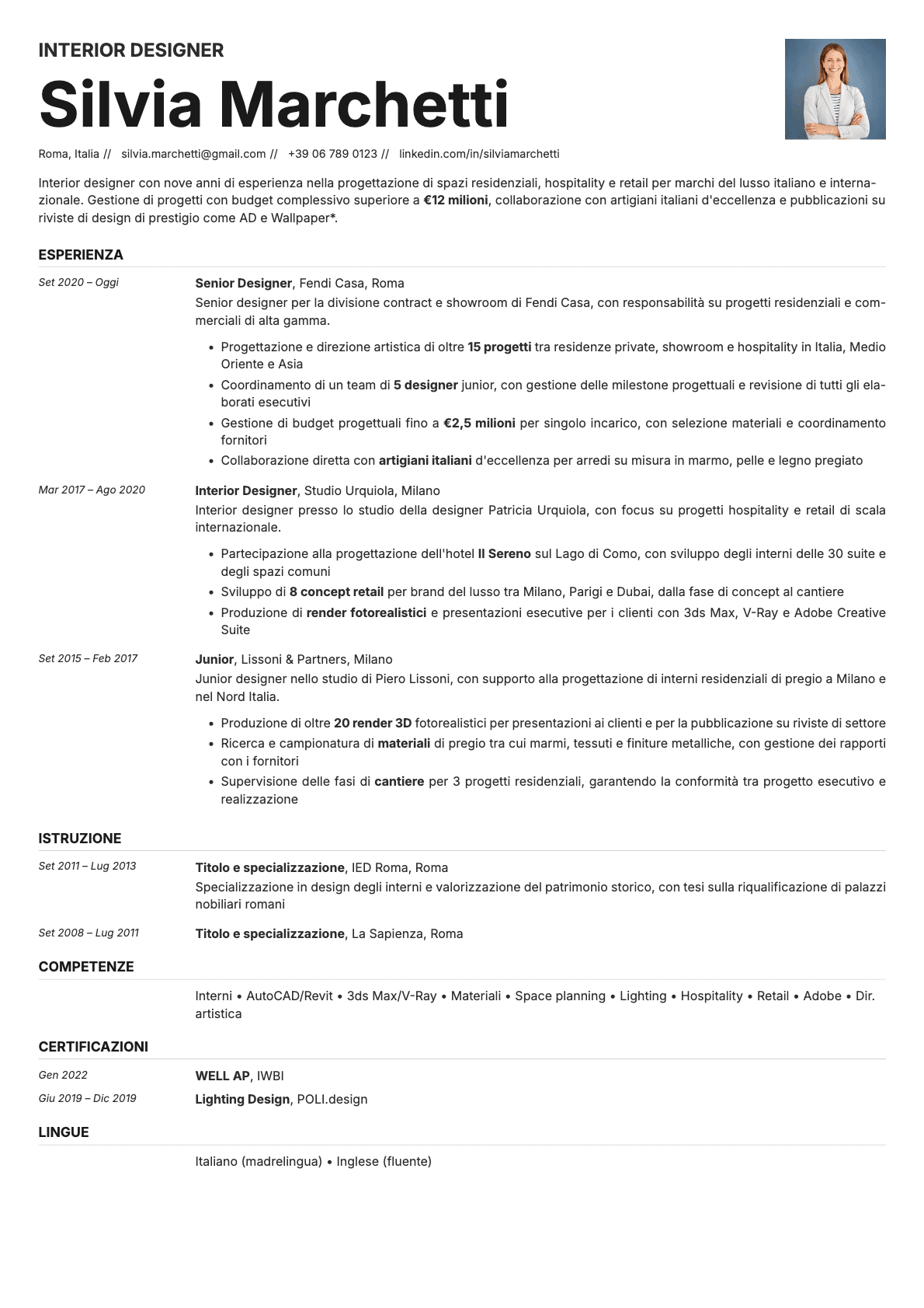 Zinc Photo resume template preview