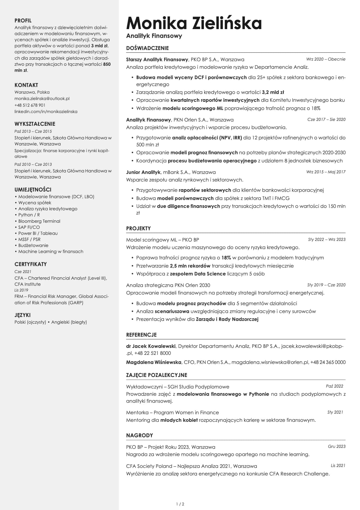 Aurum resume template preview