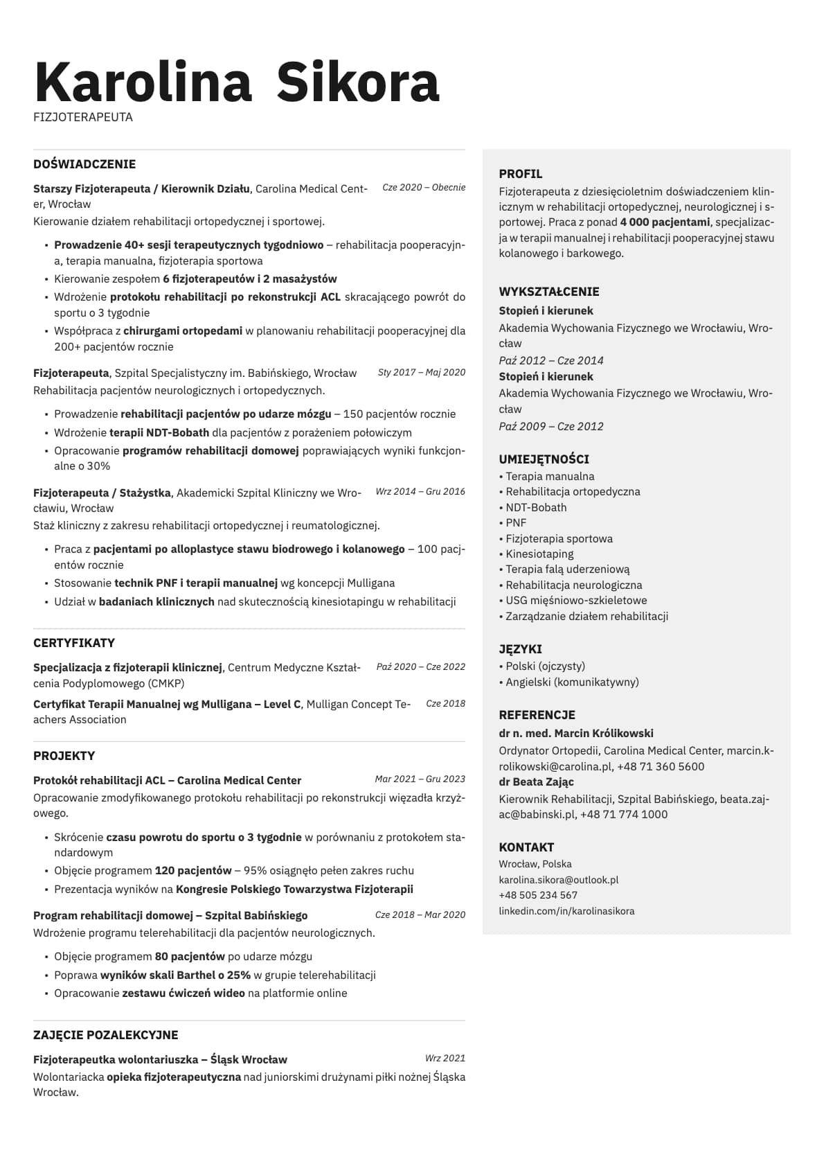 Bronze resume template preview