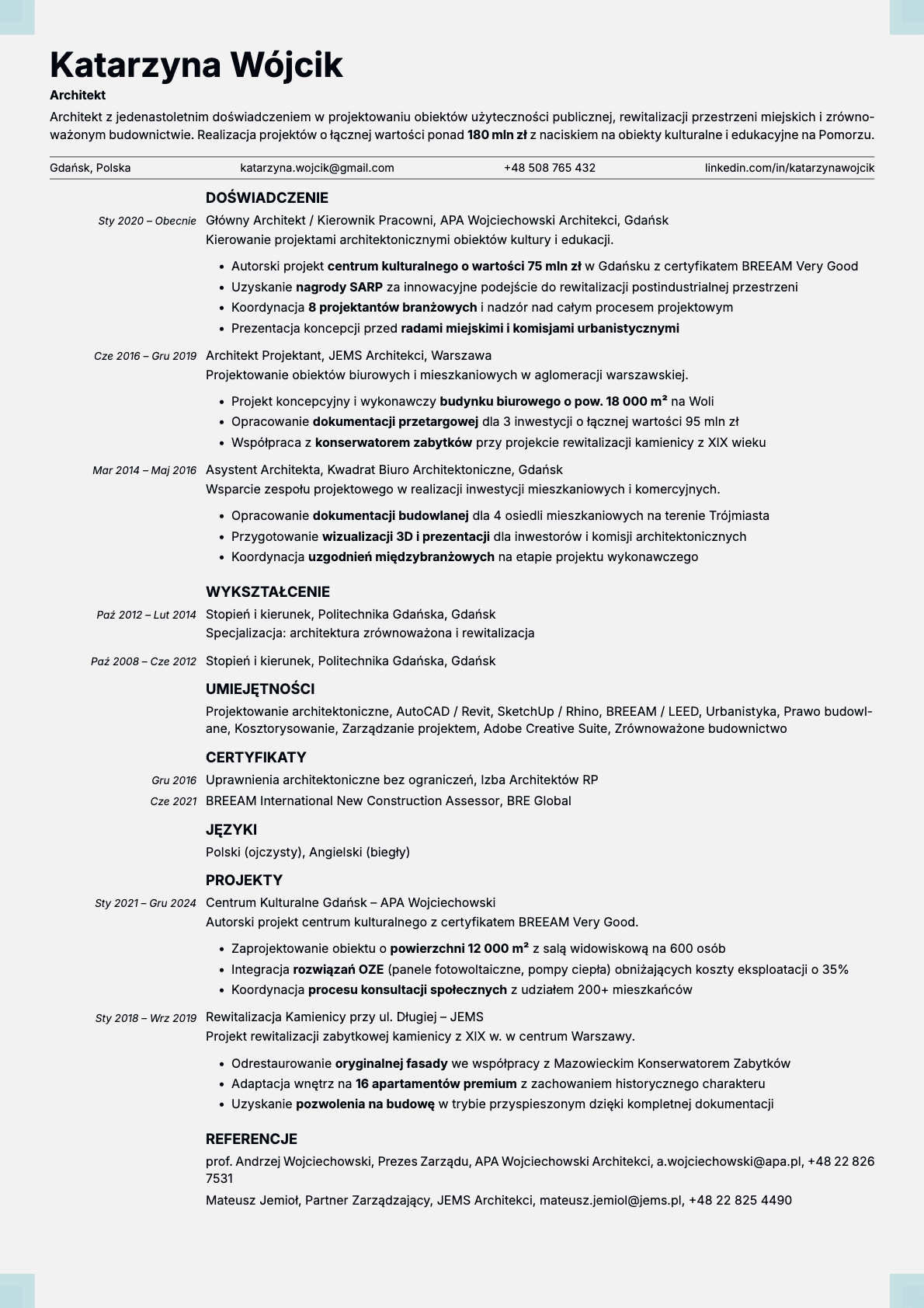 Marble resume template preview