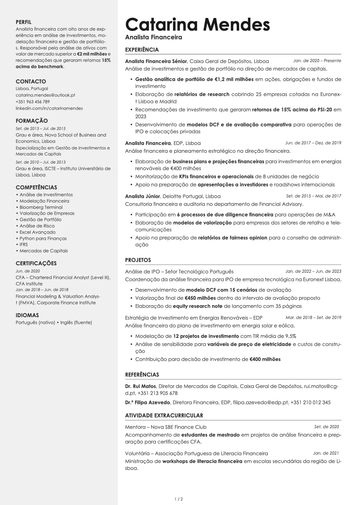 Aurum resume template preview
