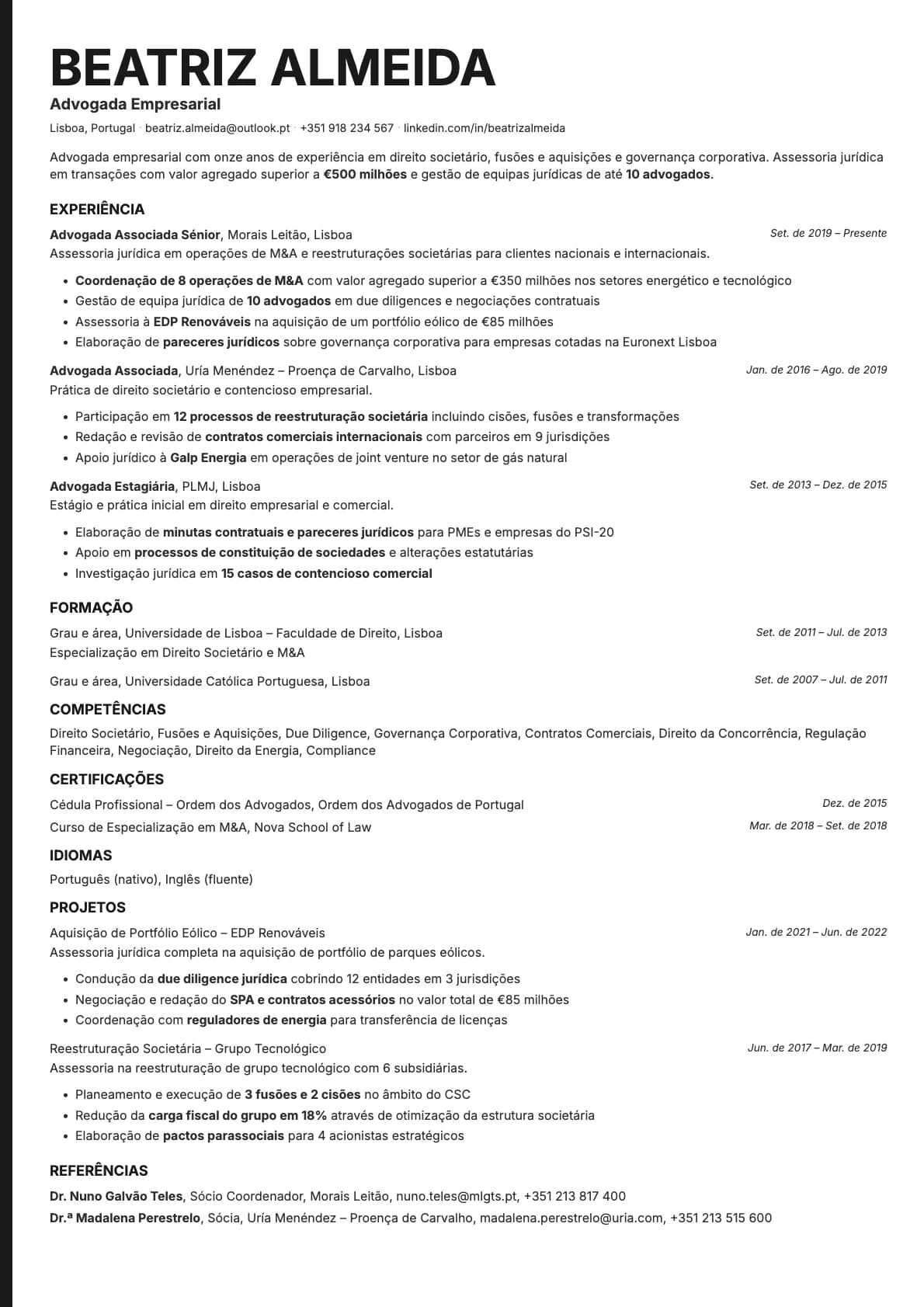 Bold Edge resume template preview