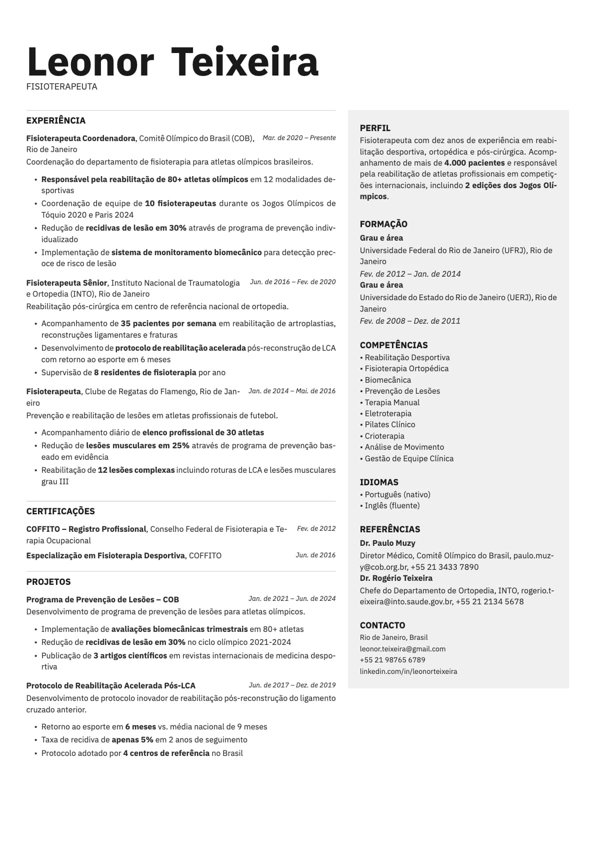 Bronze resume template preview