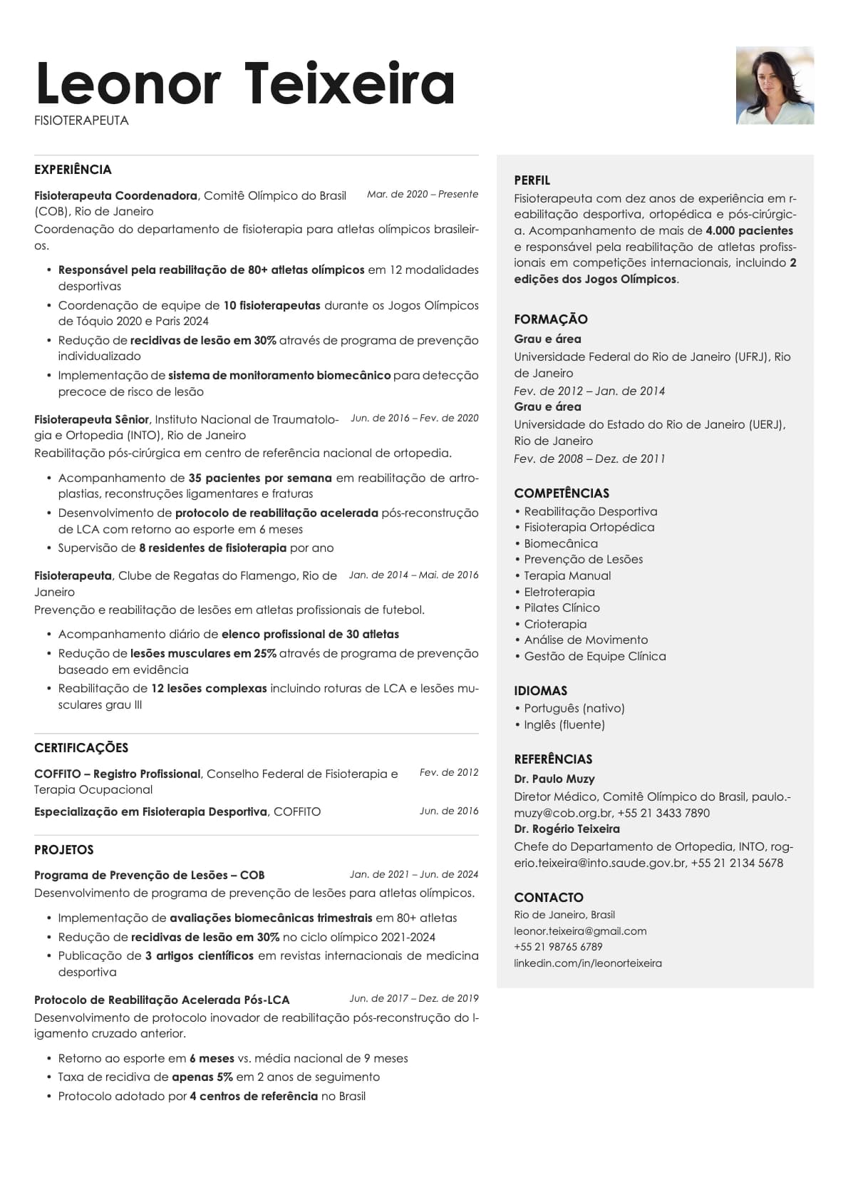 Bronze Photo resume template preview