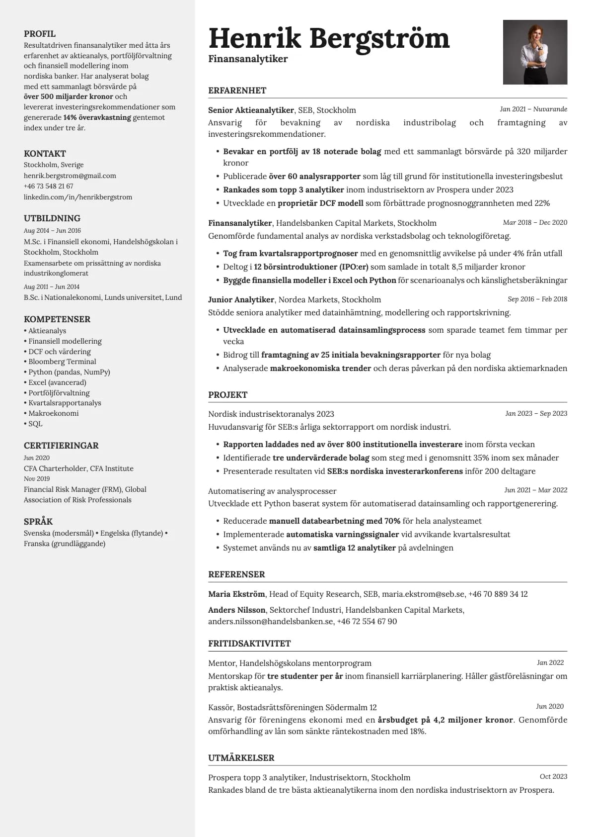 Aurum Photo resume template preview