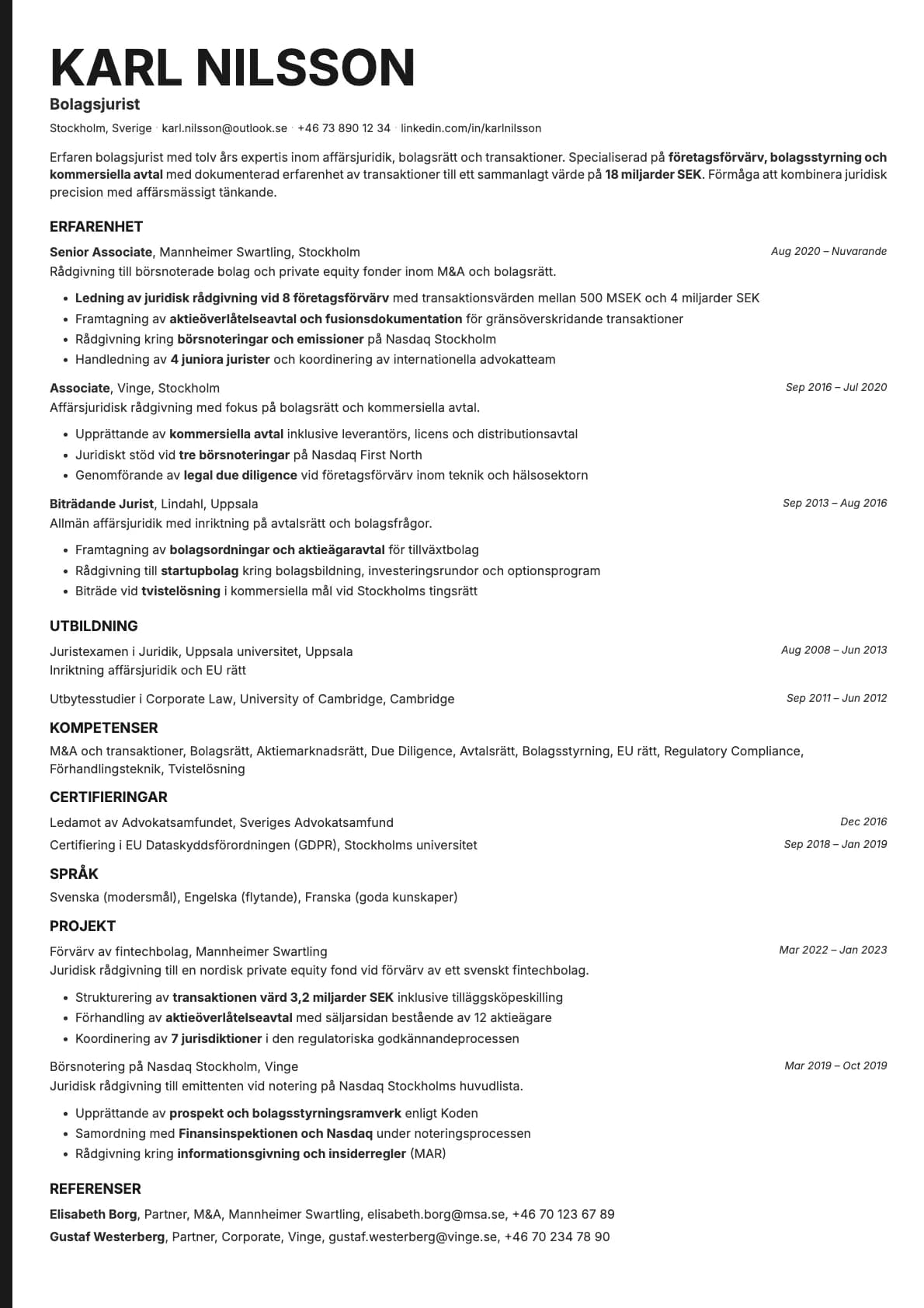 Bold Edge resume template preview