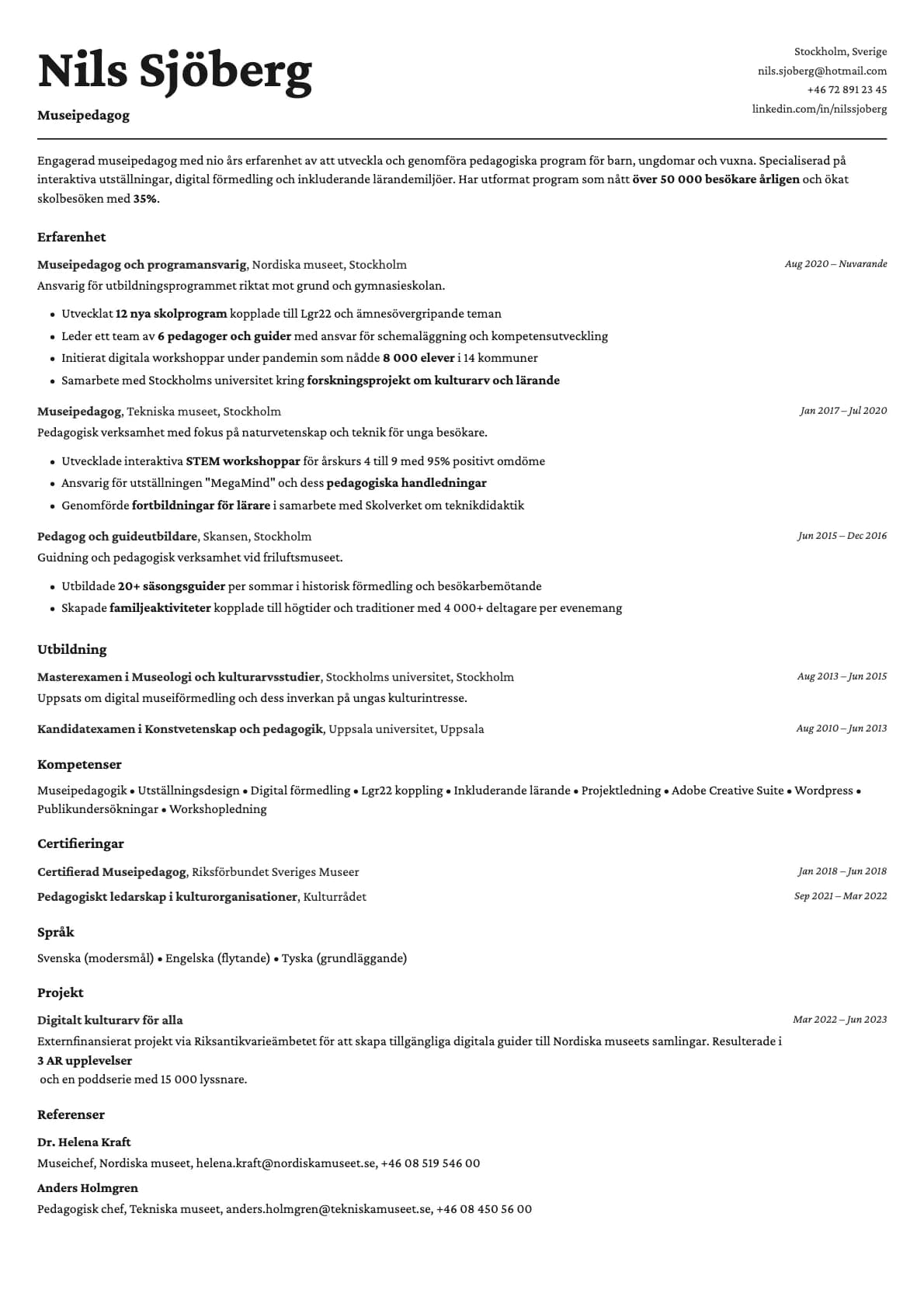 Cobalt resume template preview