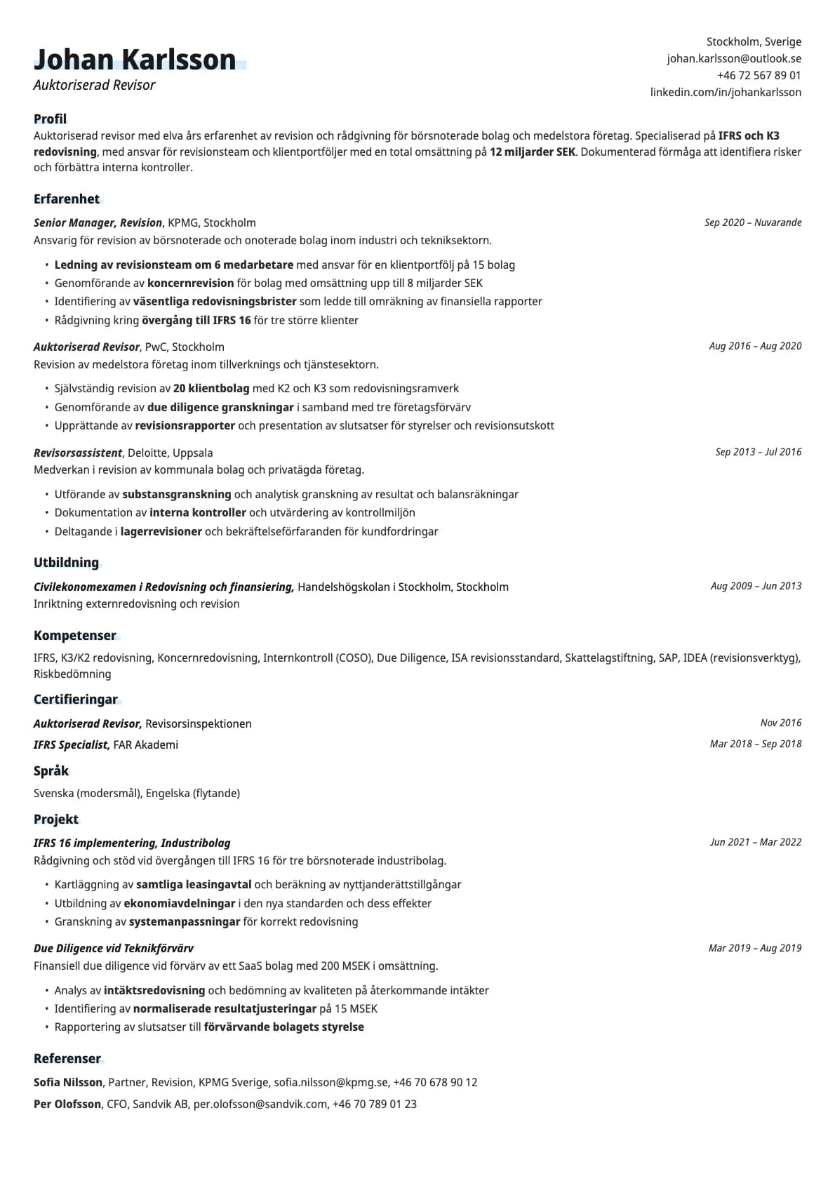 Copper resume template preview