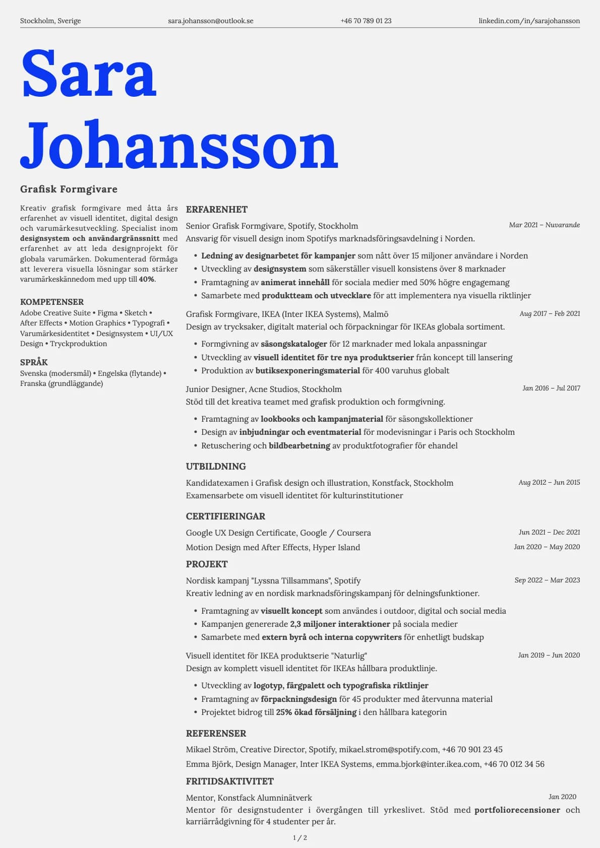 Fern resume template preview