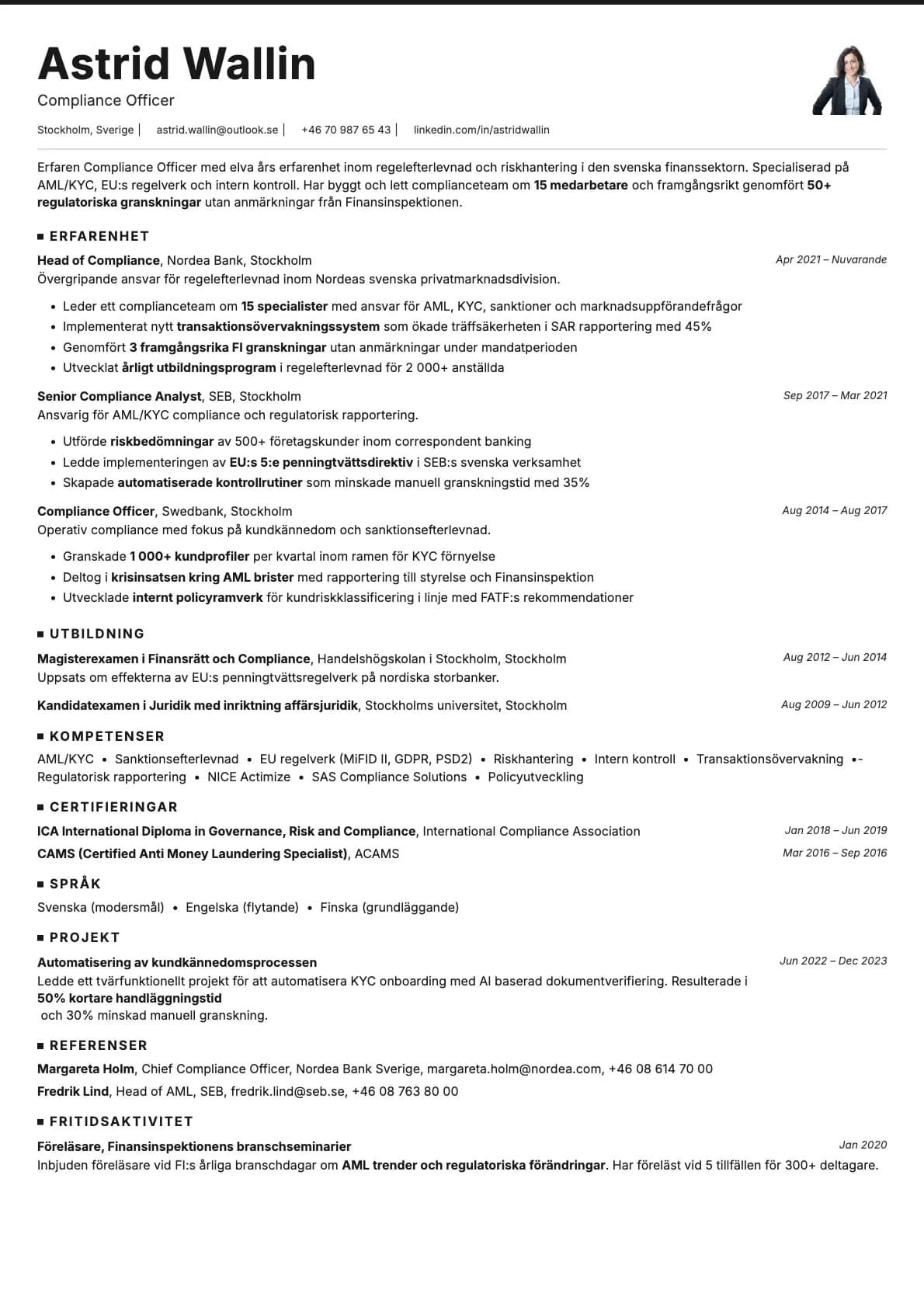 Graphite Photo resume template preview