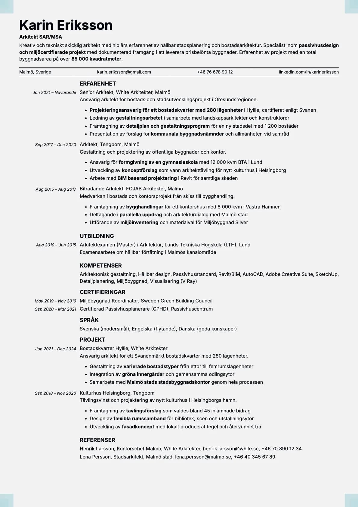 Marble resume template preview