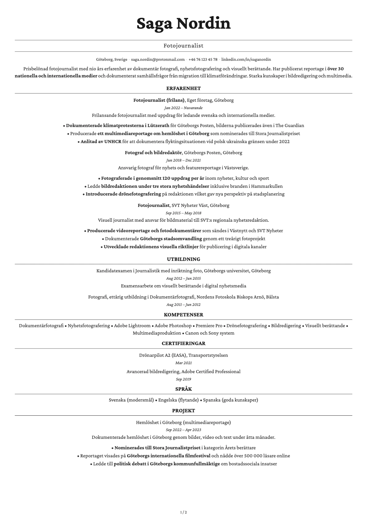 Quartz resume template preview