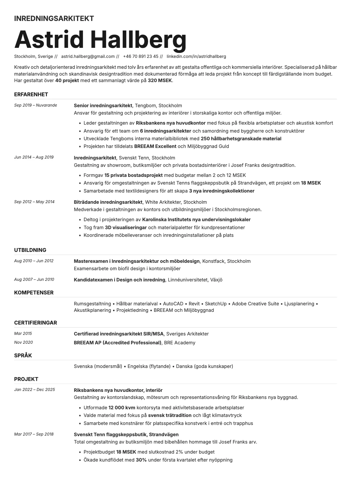 Zinc resume template preview