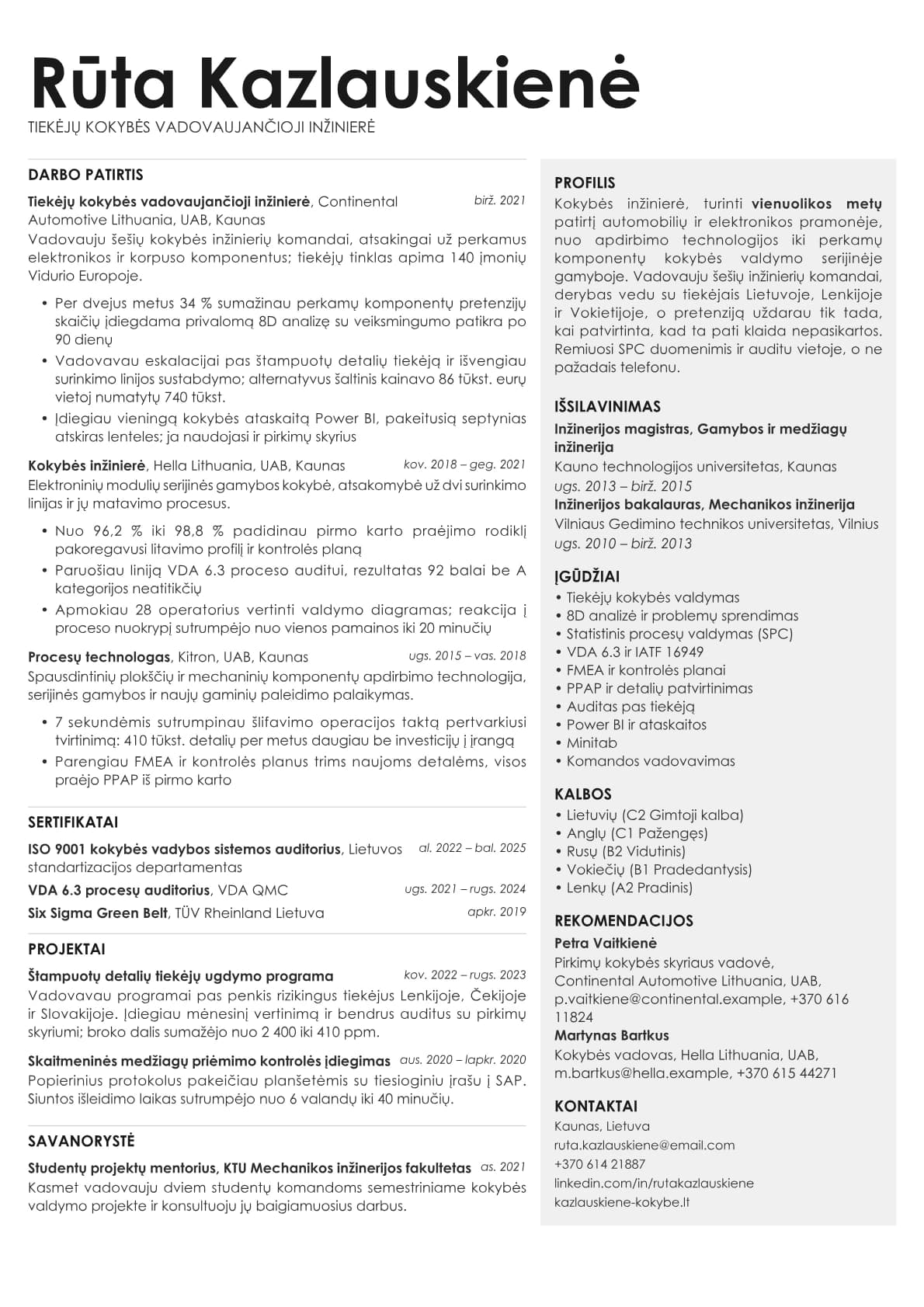 Bronze resume template preview