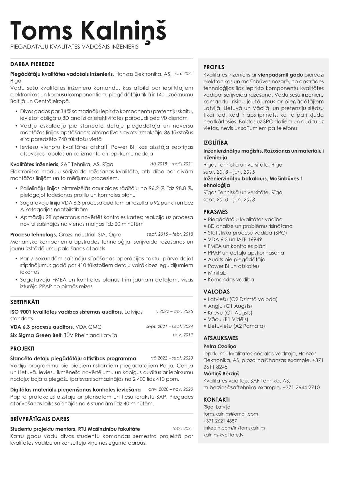 Bronze resume template preview