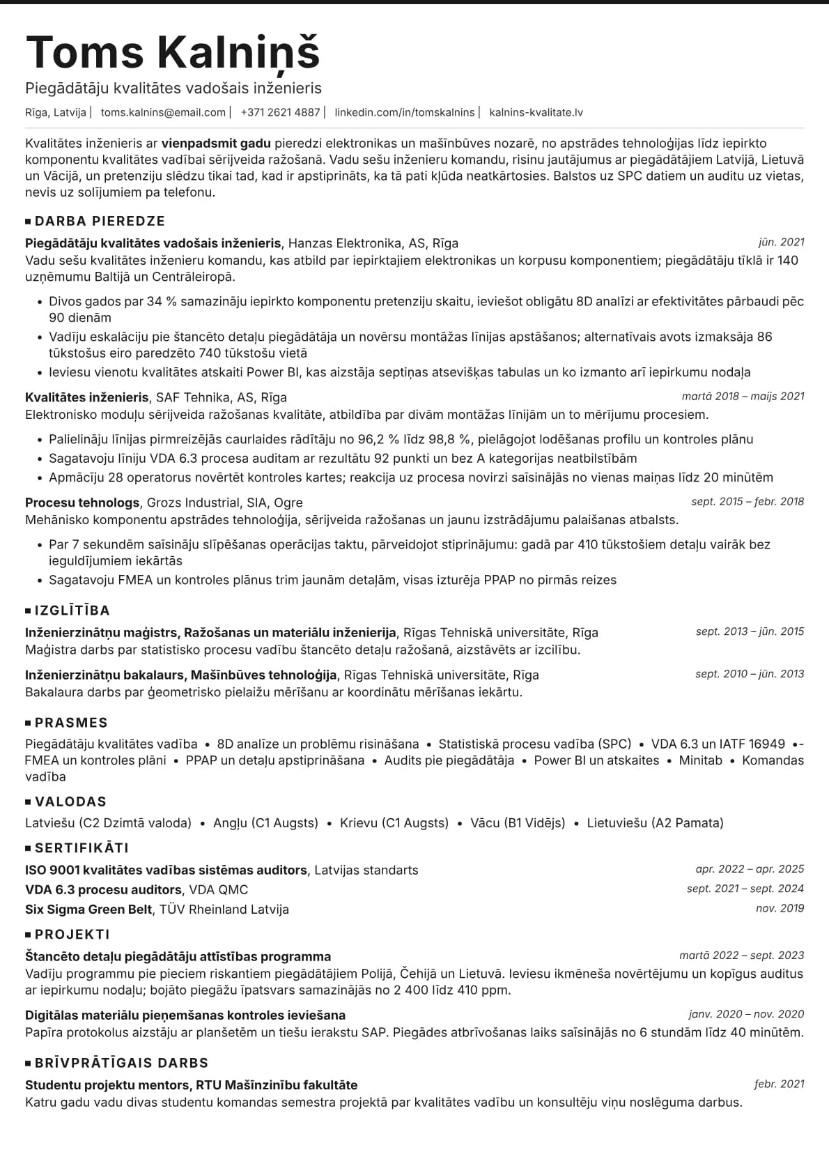 Graphite resume template preview