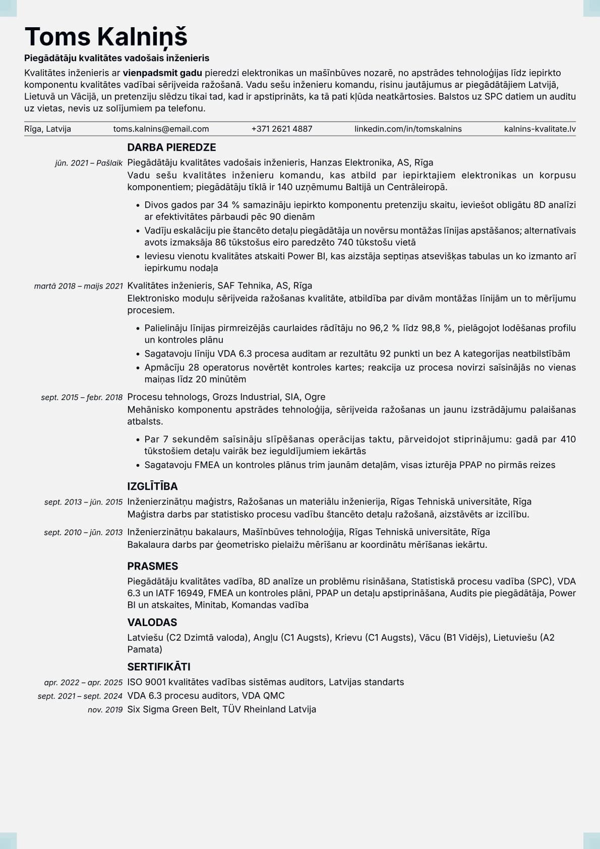 Marble resume template preview