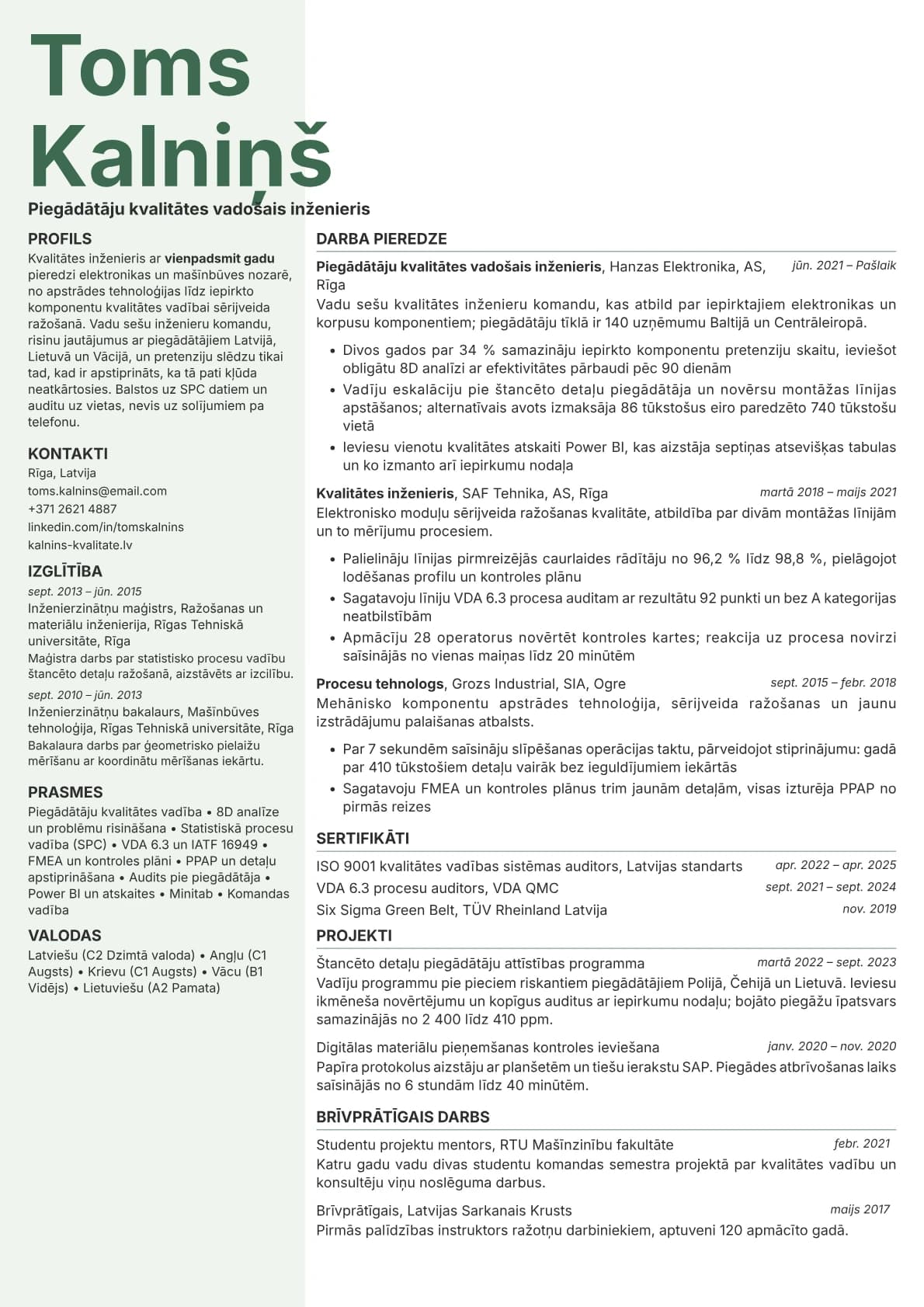 Sage resume template preview