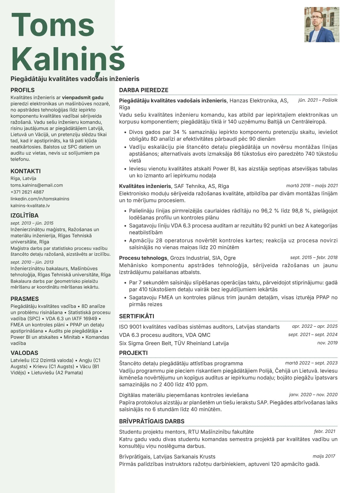 Sage Photo resume template preview