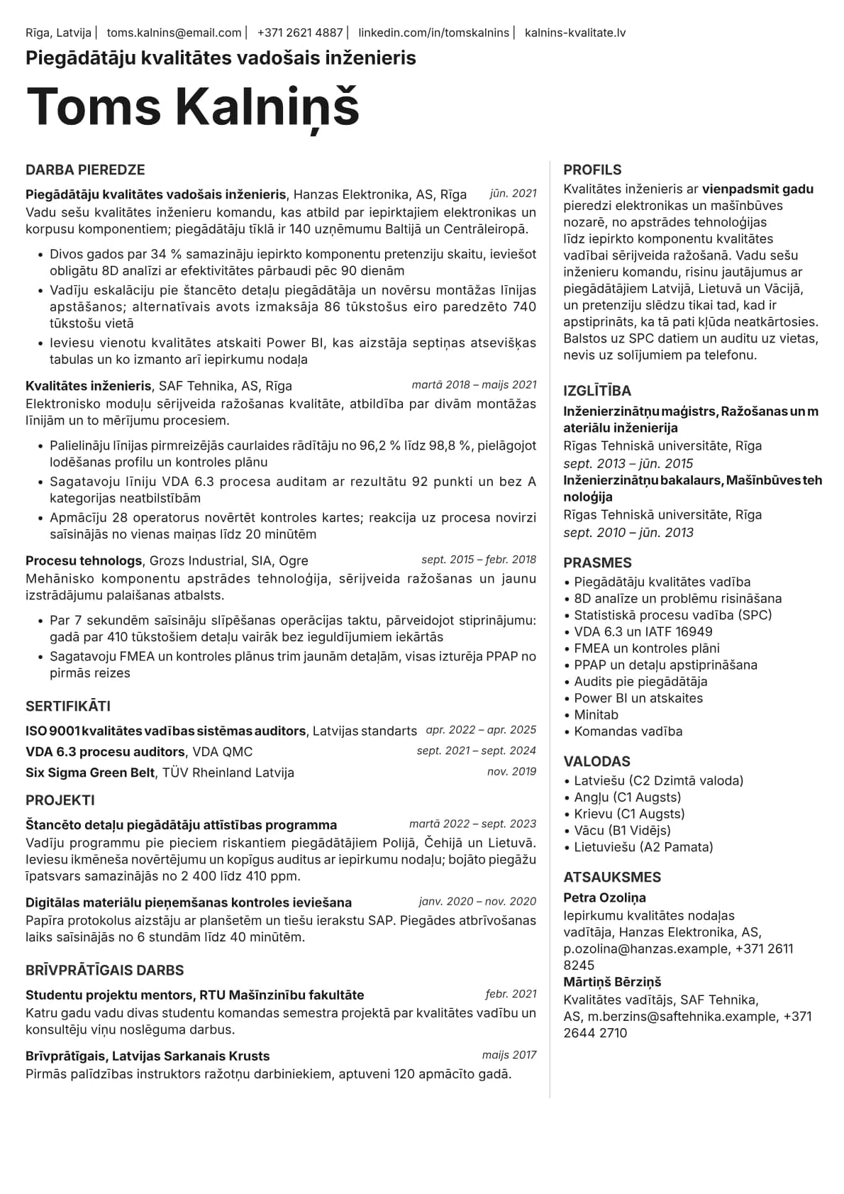 Sapphire resume template preview