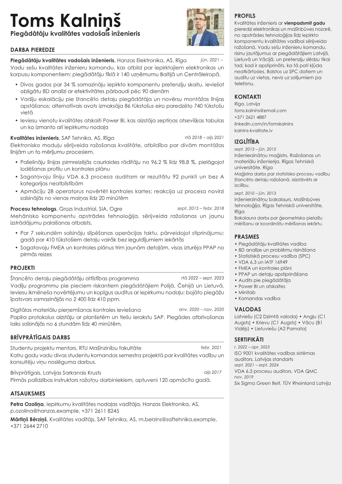 Vanta Photo resume template preview