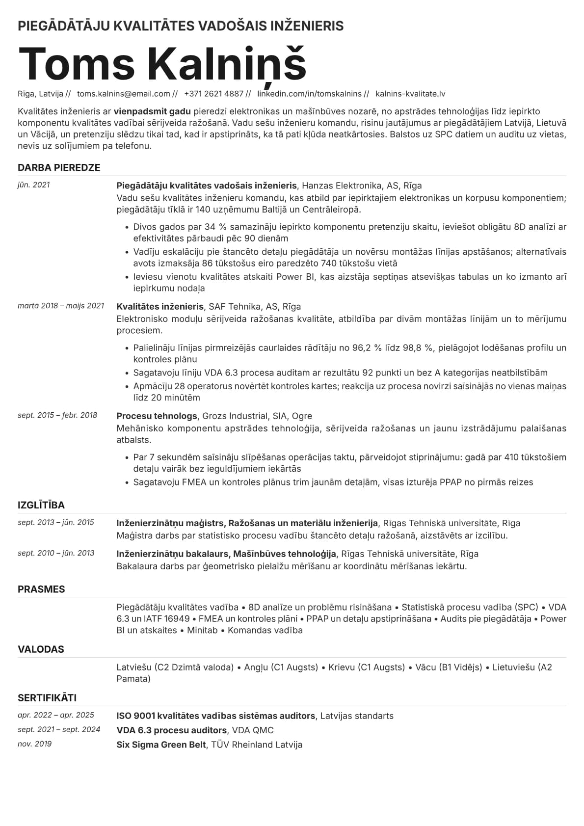 Zinc resume template preview