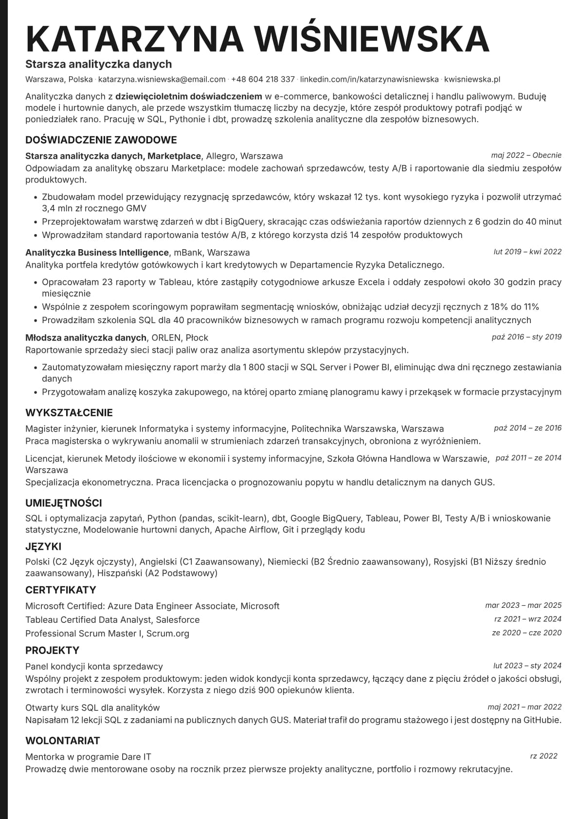 Bold Edge resume template preview