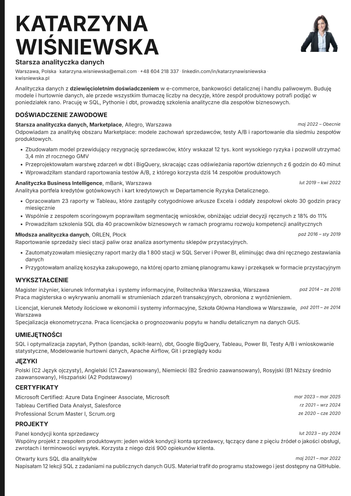 Bold Edge Photo resume template preview